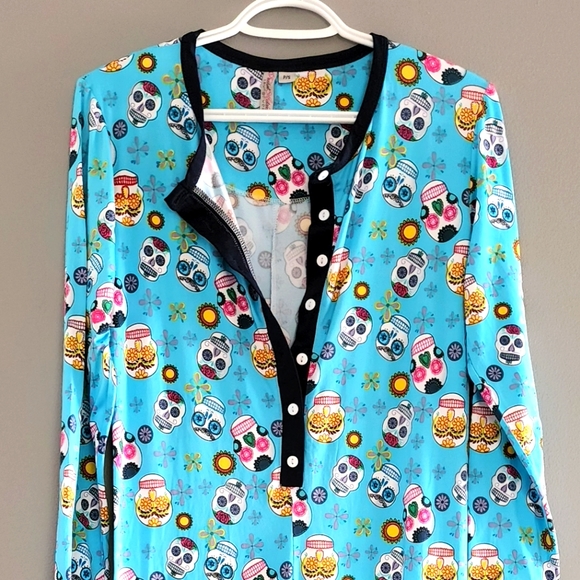 Small Adult Sugar Skull Onesie by Rachel Adams - Picture 2 of 5